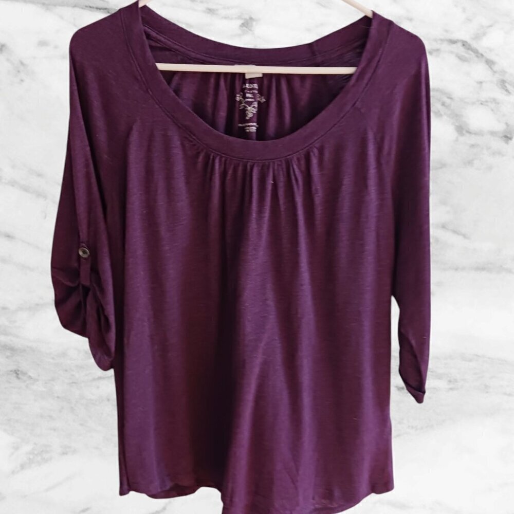 Sonoma Life + Style Womens Purple color 3/4 Sleeve Blouse Petite XLarge